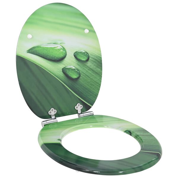 vidaXL WC Toilet Seats with Soft Close Lid 2 pcs MDF Green Water Drop Design