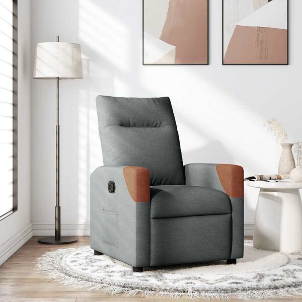vidaXL Recliner Chair Dark Grey Fabric