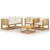 vidaXL 5 Piece Garden Lounge Set with Cushion Cream Solid Acacia Wood