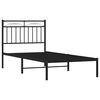 vidaXL Metal Bed Frame without Mattress with Headboard Black 90x190cm