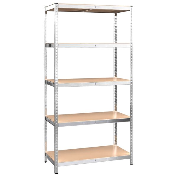 vidaXL 5-Layer Heavy-duty Shelves 2 pcs Silver Steel&Engineered Wood