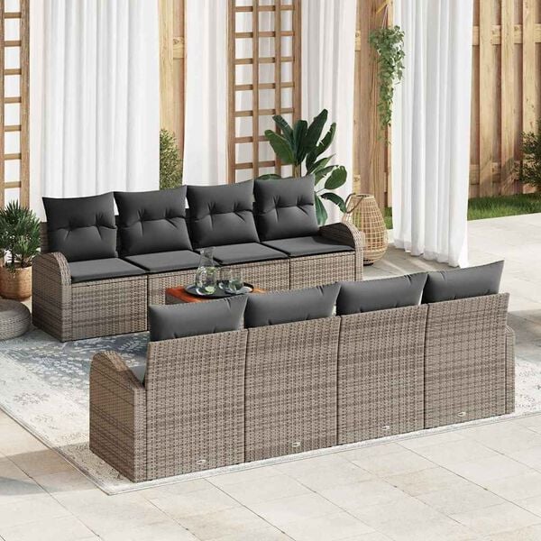 vidaXL Garden Sofa Set 9 pcs Grey