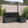 vidaXL Sofa Set with Cushion with Storage 4 pcs Black Poly Rattan