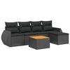 vidaXL 6 Piece Garden Sofa Set with Cushions Black Poly Rattan