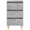 vidaXL Bed Cabinet with Solid Wood Legs Concrete Grey 40x35x69 cm