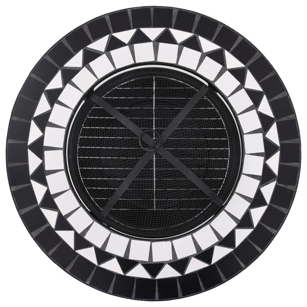 vidaXL Mosaic Fire Pit Table Black and White 68 cm Ceramic