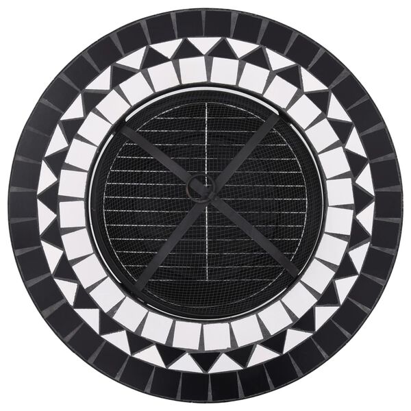 vidaXL Mosaic Fire Pit Table Black and White 68 cm Ceramic