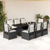 vidaXL 9 Piece Garden Dining Set with Cushions Black Poly Rattan