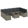 vidaXL Garden Sofa Set 10 pcs Grey Poly Rattan, Powder-Coated Steel