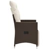 vidaXL Reclining Garden Chairs 2 pcs with Cushions Brown Poly Rattan