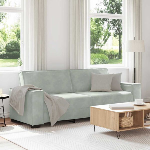 vidaXL 3-Seater Sofa Light Grey 220x78x84 cm Velvet