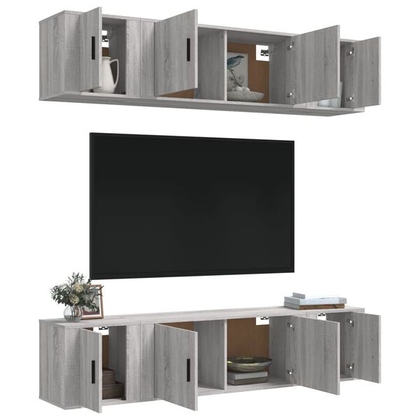 vidaXL 6 Piece TV Cabinet Set Grey Sonoma Engineered Wood