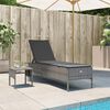 vidaXL Sun Lounger with Table and Cushion Grey Poly Rattan