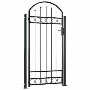 vidaXL Fence Gate Assen with Arched Top and 2 Posts 105x170 cm Black