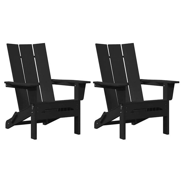 vidaXL Garden Chair 2 pcs Black 80.5 x 74.5 x 92 cm Polyethylene