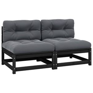 vidaXL Garden Middle Sofas with Anthracite Cushions 2 pcs Solid Pinewood