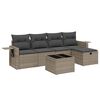 vidaXL 6 Piece Garden Sofa Set with Cushions Grey Poly Rattan