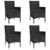 vidaXL 5 Piece Garden Bistro Set with Cushions Black Poly Rattan