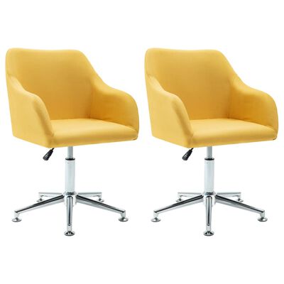vidaXL 2x Swivel Dining Chairs Yellow Fabric