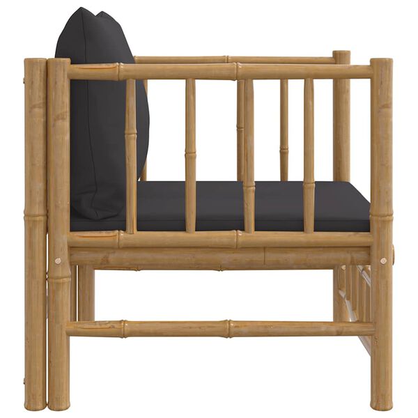 vidaXL Garden Sofa with Dark Grey Cushions Bamboo