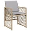 vidaXL 9 Piece Garden Dining Set with Cushions Beige Poly Rattan