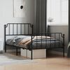 vidaXL Metal Bed Frame without Mattress with Footboard Black 107x203cm