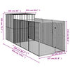 vidaXL Dog House with Run Anthracite 165x455x181 cm Galvanised Steel