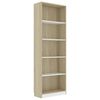 vidaXL 5-Tier Book Cabinet White and Sonoma Oak 60x24x175 cm Engineered Wood