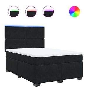 vidaXL Box Spring Bed with Mattress Black Queen Velvet