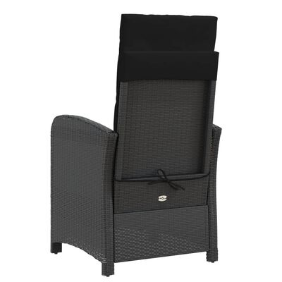 vidaXL Reclining Garden Chair with Footrest Black Poly Rattan
