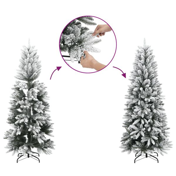 vidaXL Artificial Slim Christmas Tree with Flocked Snow 210 cm PVC&PE
