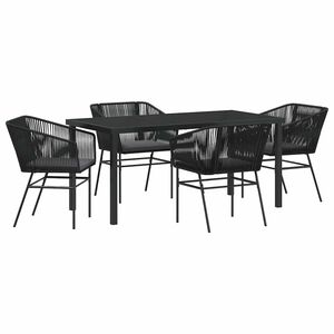 vidaXL Garden Dining Set 5 pcs Black Powder-Coated Steel