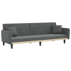 vidaXL Sofa Bed with Cup Holders Dark Grey Fabric