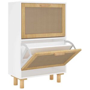 vidaXL Shoe Cabinet White 52x25x80 cm Engineered Wood&Natural Rattan