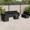 vidaXL 9 Piece Garden Sofa Set with Cushions Black Poly Rattan