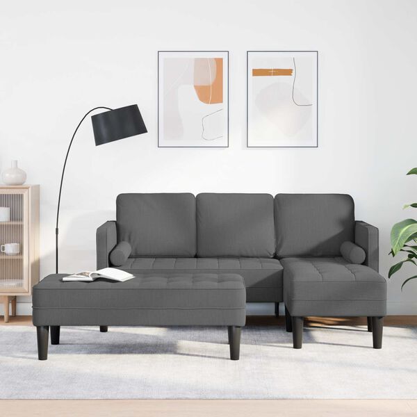 vidaXL Sofa Set with Cushion 2 pcs Dark Grey Polyester