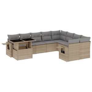 vidaXL 10 Piece Garden Sofa Set with Cushions Beige Poly Rattan