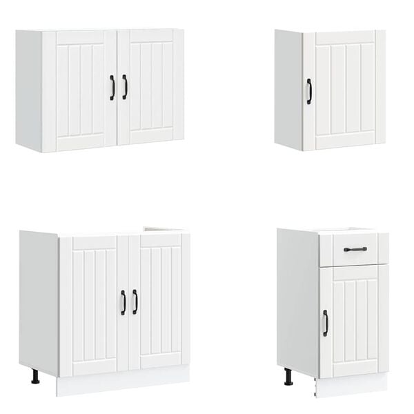 vidaXL 7 Piece Kitchen Cabinet Set Lucca White Engineered Wood