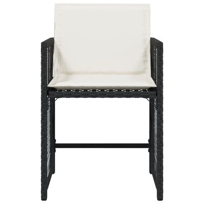 vidaXL Garden Chairs with Cushions 4 pcs Black Poly Rattan
