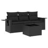 vidaXL 4 Piece Garden Sofa Set with Cushions Black Poly Rattan