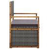vidaXL Storage Bench 115 cm Poly Rattan and Solid Acacia Wood Grey