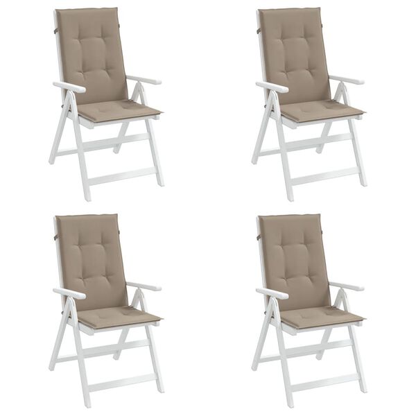 vidaXL Garden Highback Chair Cushions 4 pcs Taupe 120x50x3 cm Fabric