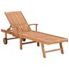 vidaXL Sun Loungers 2 pcs with Taupe Cushion Solid Teak Wood