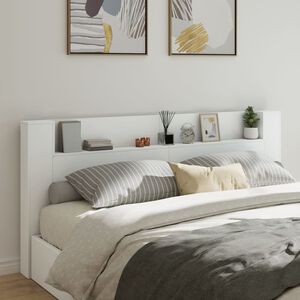 vidaXL Headboard Cabinet with LED White 220x16,5x103,5 cm