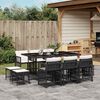 vidaXL 11 Piece Garden Dining Set with Cushions Black Poly Rattan