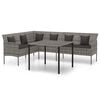 vidaXL 2 Piece Garden Dining Set with Cushions Grey Poly Rattan