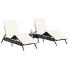 vidaXL Sun Loungers with Cushions 2 pcs Black Poly Rattan