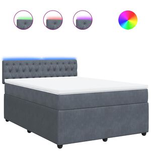 vidaXL Box Spring Bed with Mattress Dark Grey Queen Velvet
