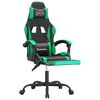 vidaXL Swivel Gaming Chair with Footrest Black&Green Faux Leather
