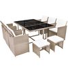 vidaXL 11 Piece Outdoor Dining Set with Cushions Poly Rattan Beige
